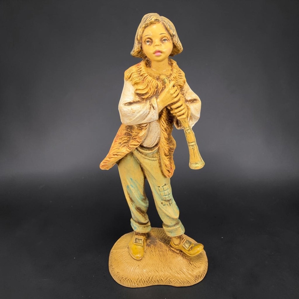 Fontanini Simonetti Depose Italy Boy with Horn Figurine 116 Spider Mark 4.5"
